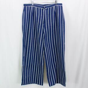 Vintage Blue White Striped Button Wide Leg Pants